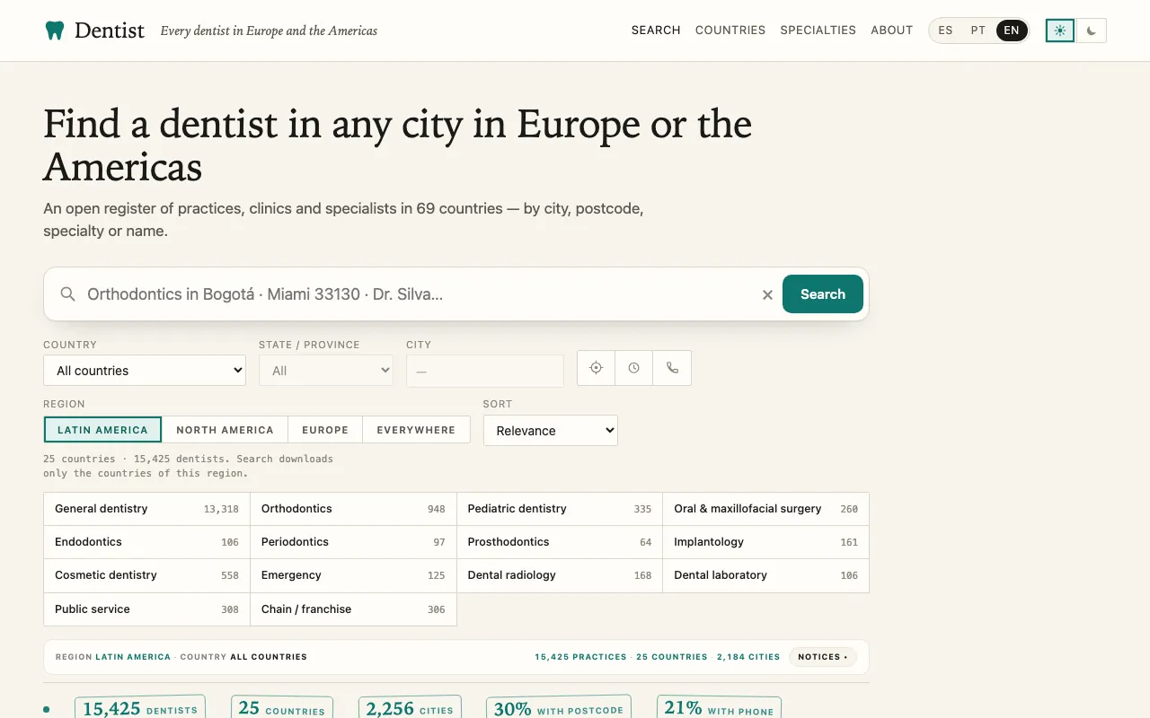 First-screen capture of the labs.llc Dentist page