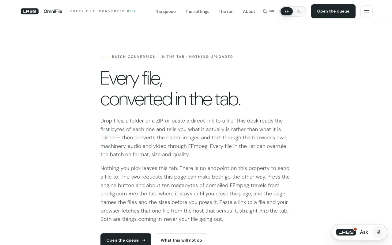 First-screen capture of the labs.llc OmniFile page