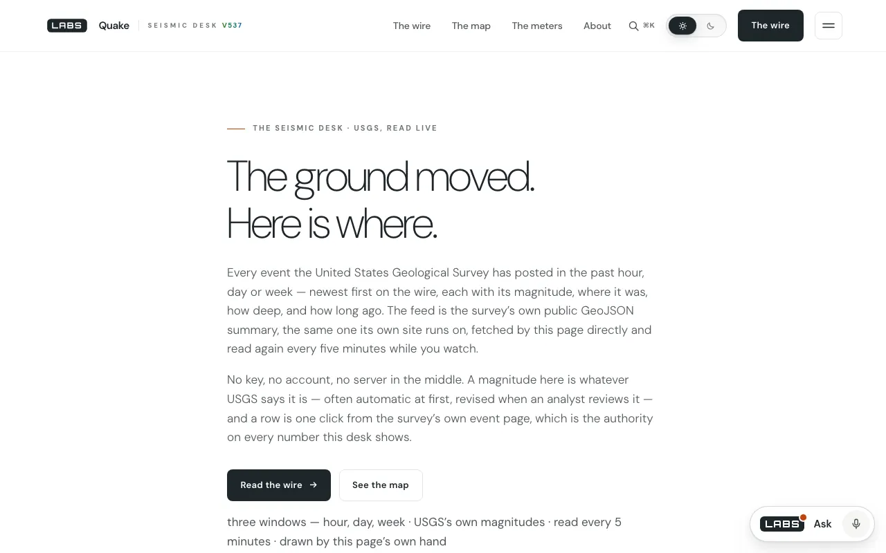 First-screen capture of the labs.llc Quake page