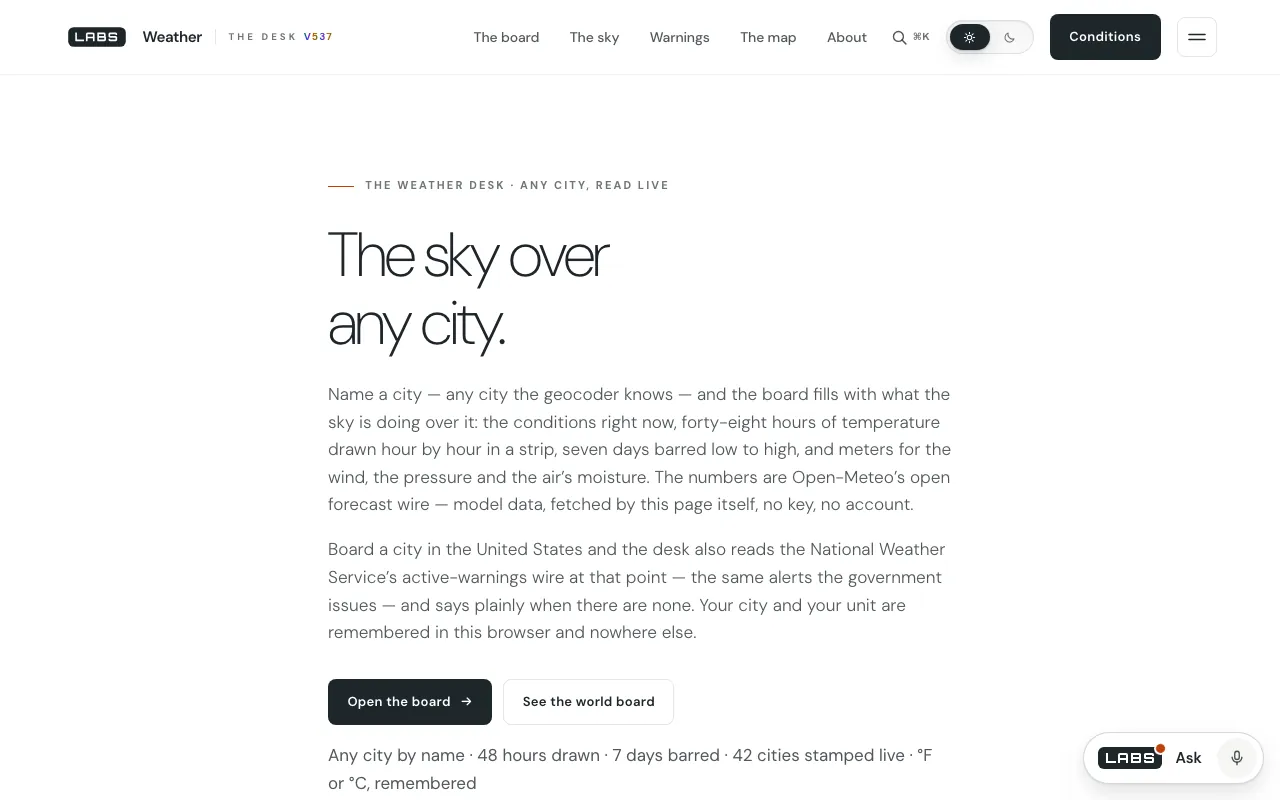 First-screen capture of the labs.llc Weather page